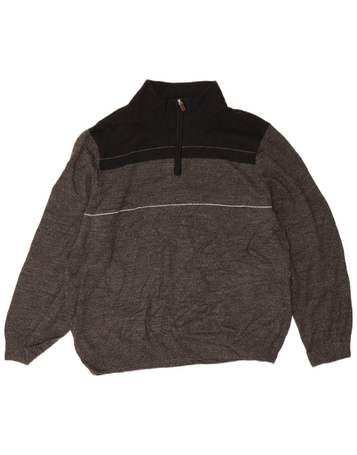 Dockers Herre Zip Neck Sweater XL Grå Colourblock Akryl