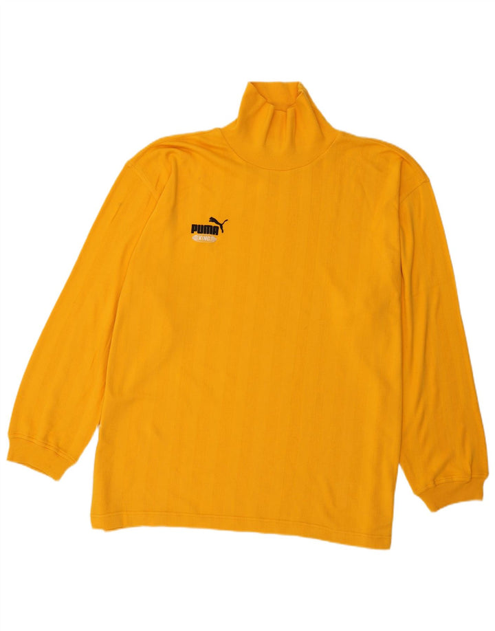 Puma Herre Top Langærmet XL Gul Stribet Bomuld
