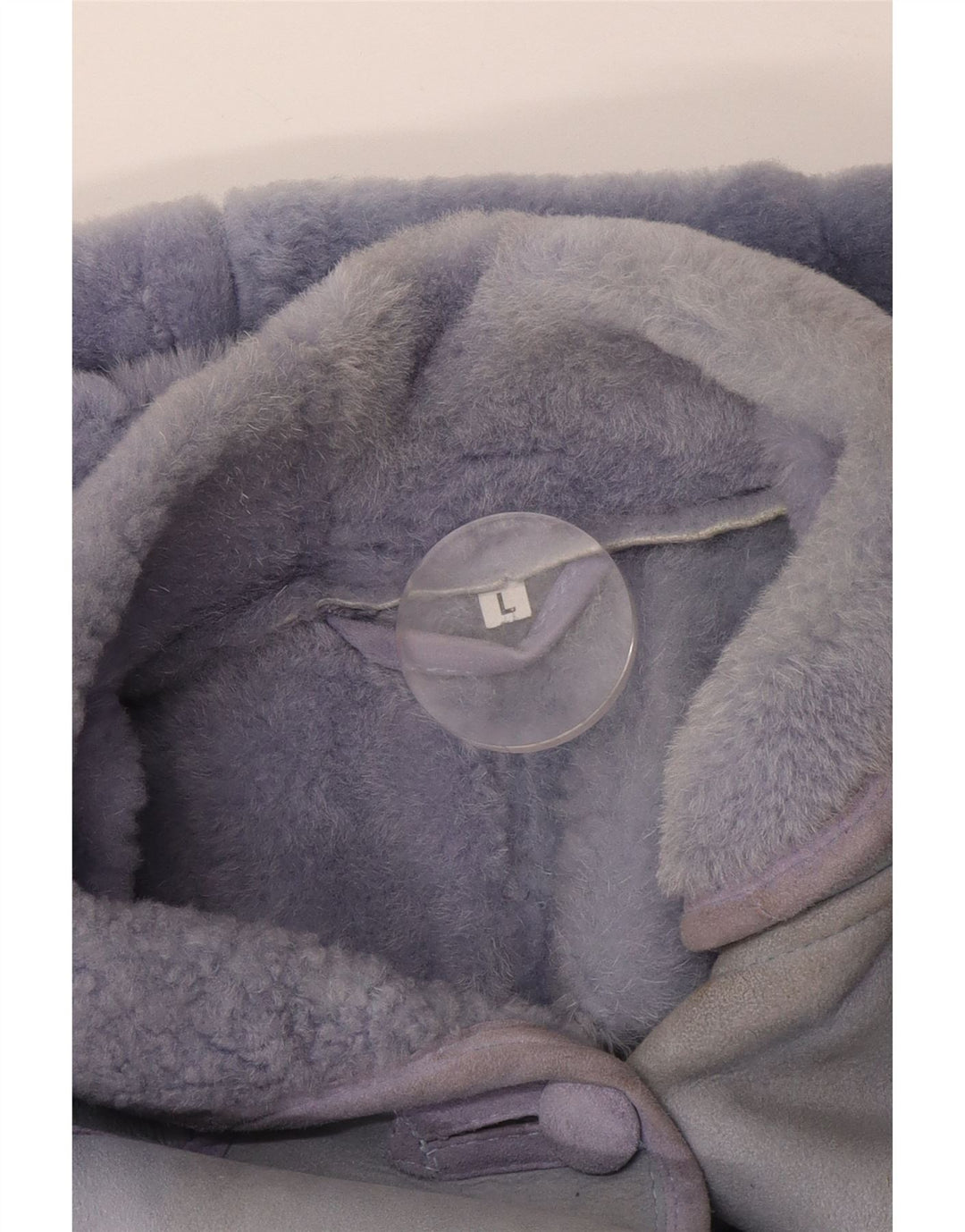 Vintage Dame Hætte Shearling Jacket UK 16 Large Purple Patchwork