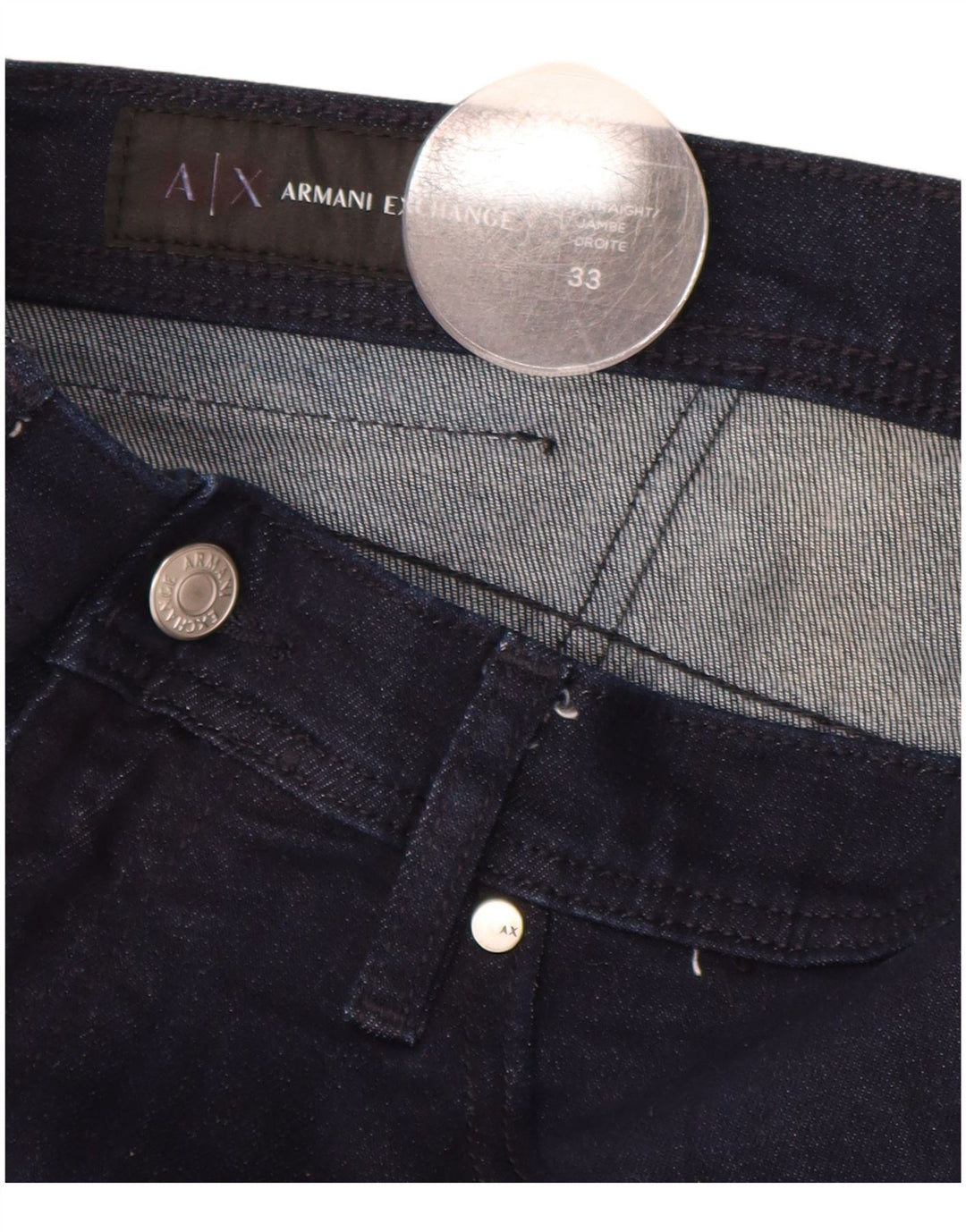 ARMANI EXCHANGE Lige jeans til kvinder W33 L29 Marineblå