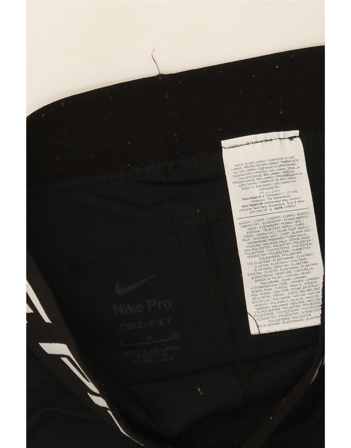 Nike Dame Dri Fit grafiske sportsshorts UK 8 Small Black Polyester