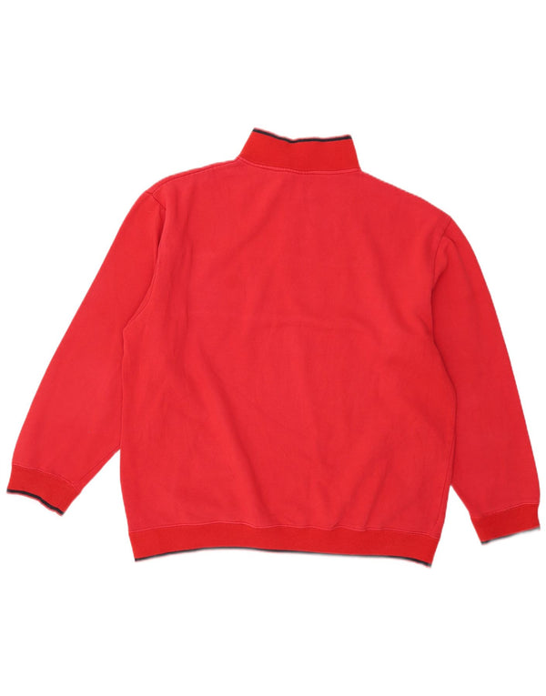 Fila Herre Grafisk Zip Neck Sweatshirt Jumper 2XL Rød Bomuld