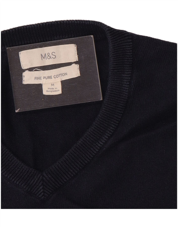 Marks & Spencer Herre V-hals sweater Medium marineblå bomuld