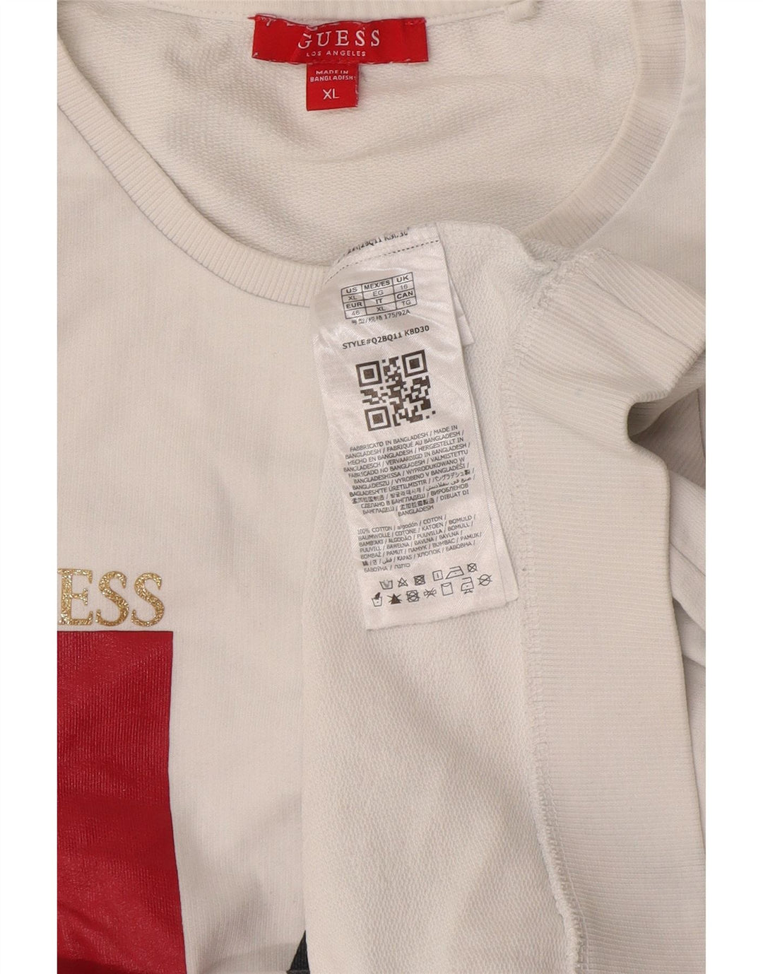 Guess Graphic Sweatshirt Jumper UK 16 Stor hvid bomuld