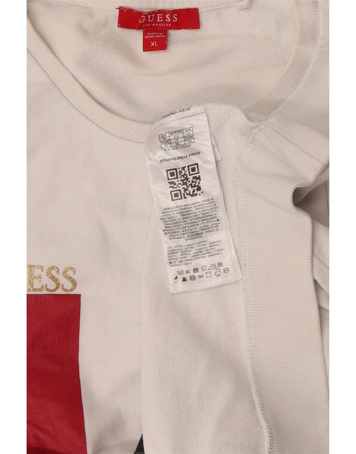 Guess Graphic Sweatshirt Jumper UK 16 Stor hvid bomuld