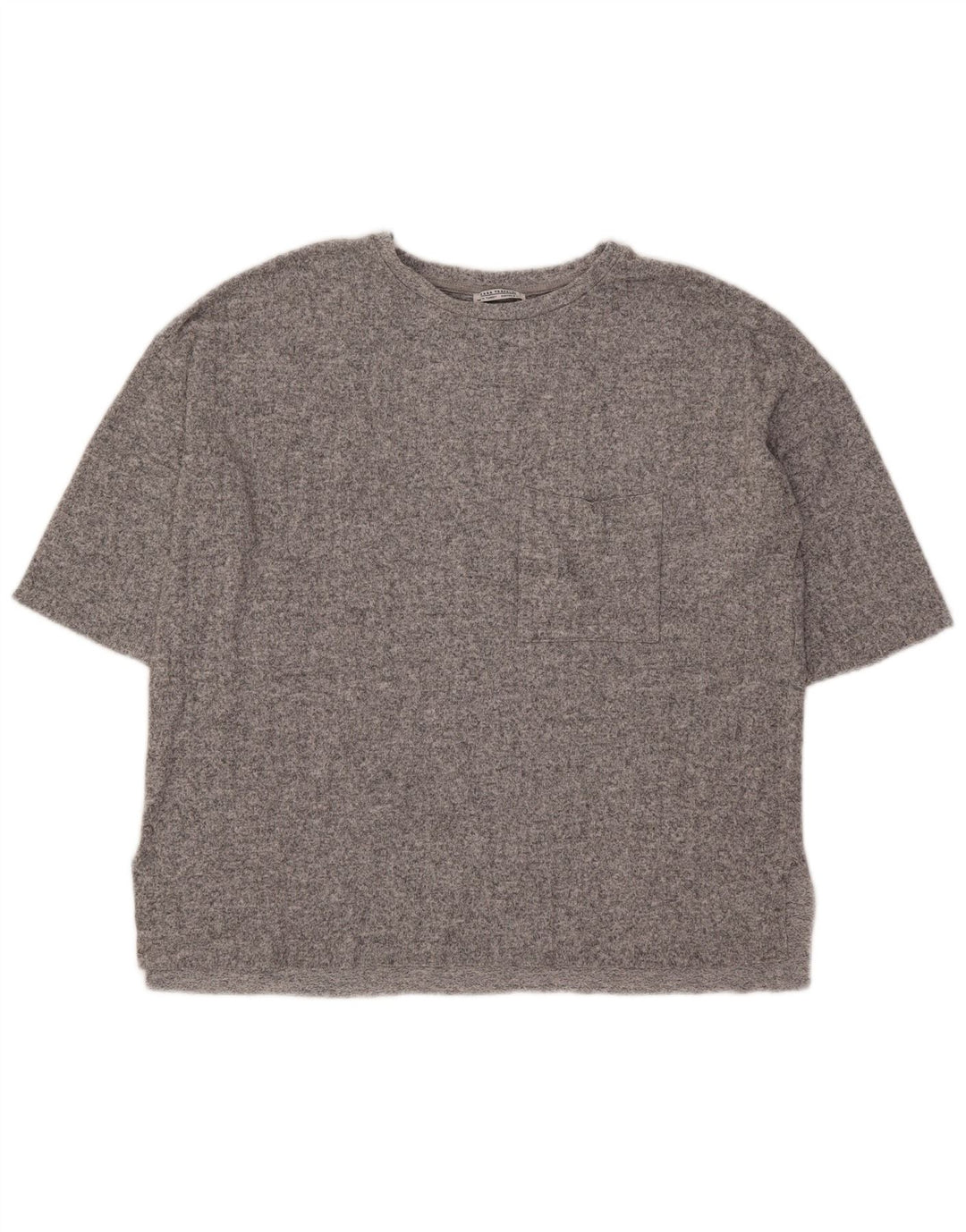 Zara Oversized T-Shirt Top UK 10 Small Grå Flecked Viscose