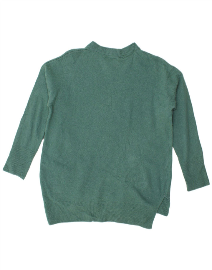Benetton Dame Oversized Crew Neck Jumper Sweater UK 10 Small Green