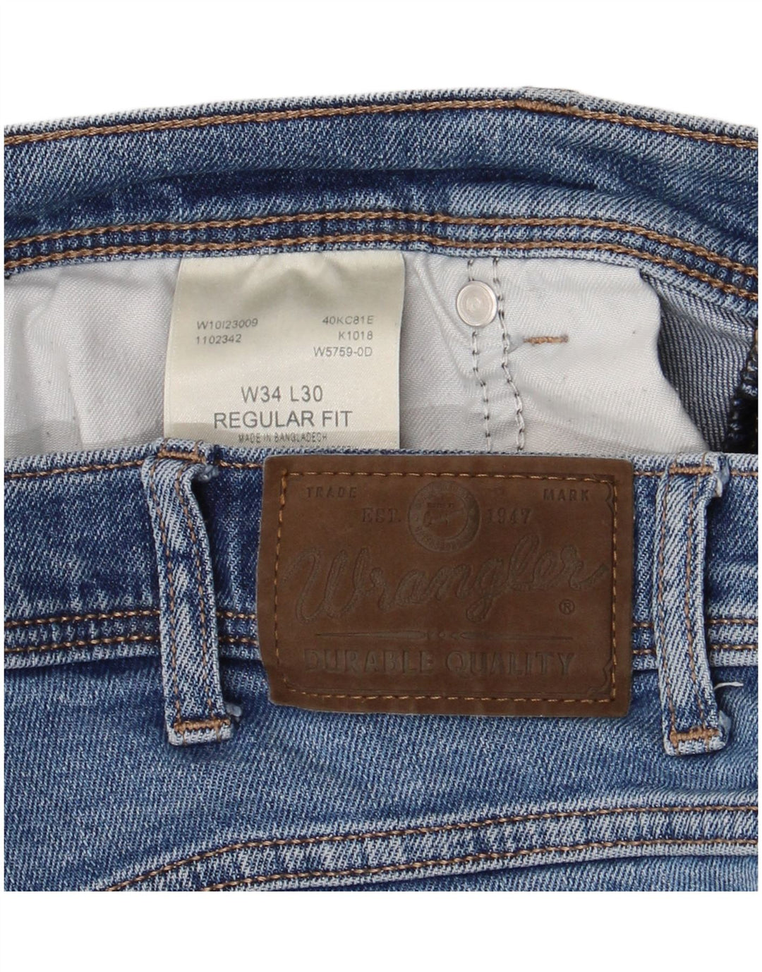 WRANGLER Herre Regular Fit Straight Jeans W34 L30 Blå Bomuld