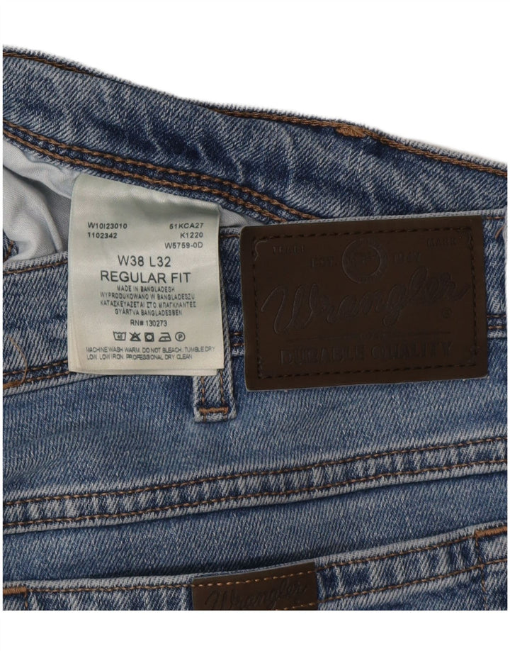 WRANGLER Herre Regular Fit Straight Jeans W38 L32 Blå Bomuld