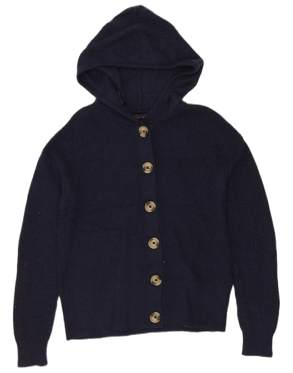 Marks & Spencer Dame Crop Hætte Cardigan Sweater UK 10 Small Navy Blue