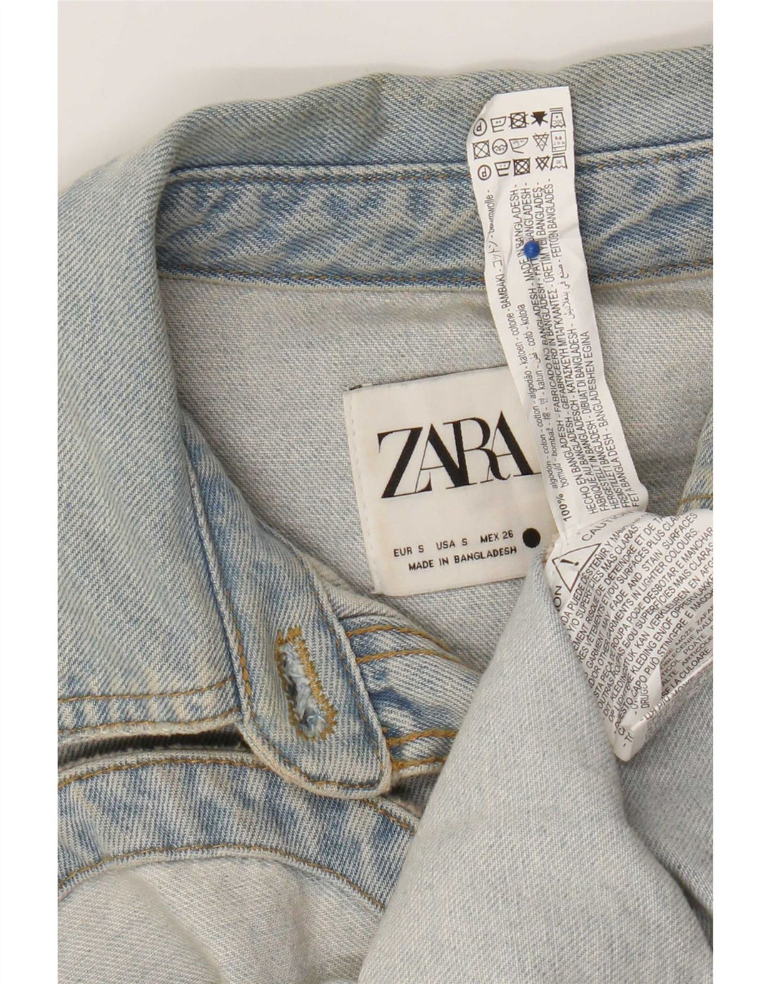 Zara Dame Oversized Denim Shirt UK 10 Small Blue Cotton