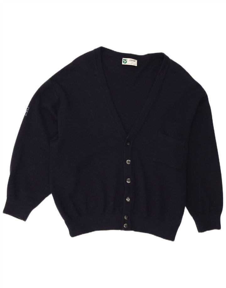 Milan Herre Cardigan Sweater EU 52 Large Navy Blue Virgin Wool