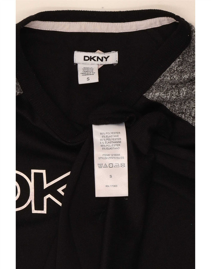 Dkny Womens Grafisk Top Langærmet UK 10 Small Black Colourblock Polyester