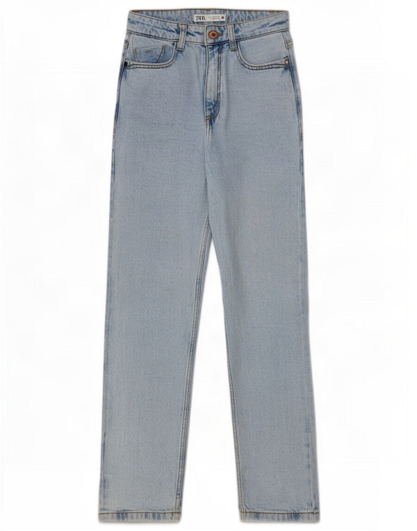 Zara Dame Højtaljede tilspidsede Jeans EU 32 2XS W22 L27 Blå Bomuld