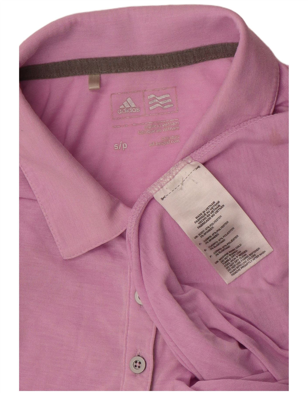 Adidas langærmet polotrøje til kvinder UK 10 Small Pink Polyester