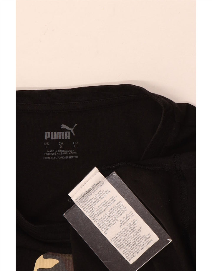 Puma Herre Grafisk T-Shirt Top Stor Sort Bomuld
