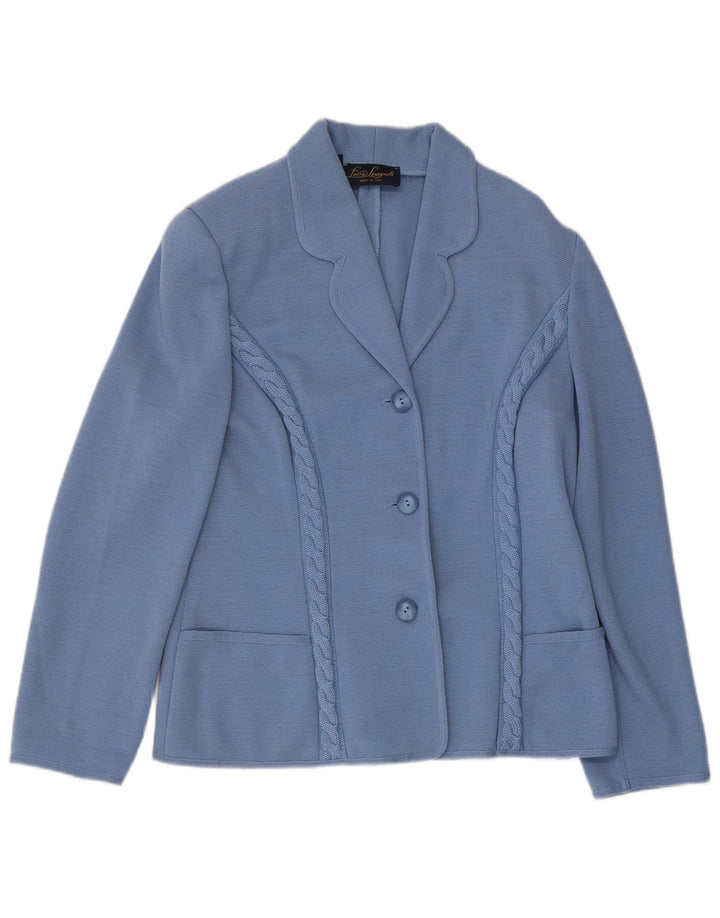 Luisa Spagnoli Dame 3-knaps strik blazerjakke UK 12 Medium Blue
