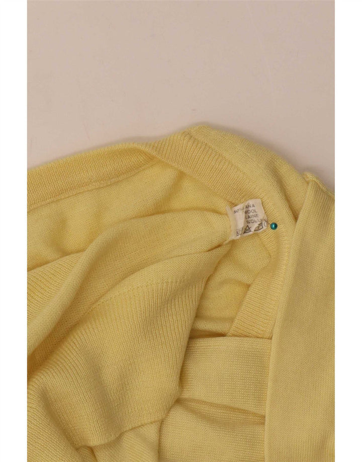 Vintage Herre V-hals sweater Medium Gul Uld