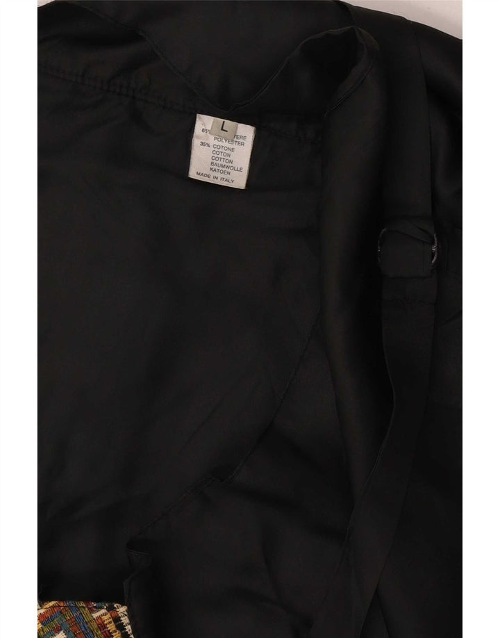 Vintage vest til mænd, stor brun geometrisk polyester