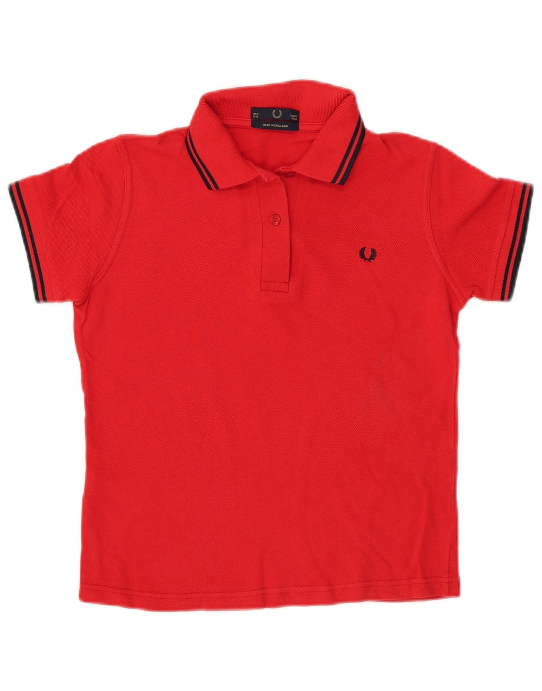 Fred Perry Womens Crop Polo Shirt UK 8 Small Red Bomuld