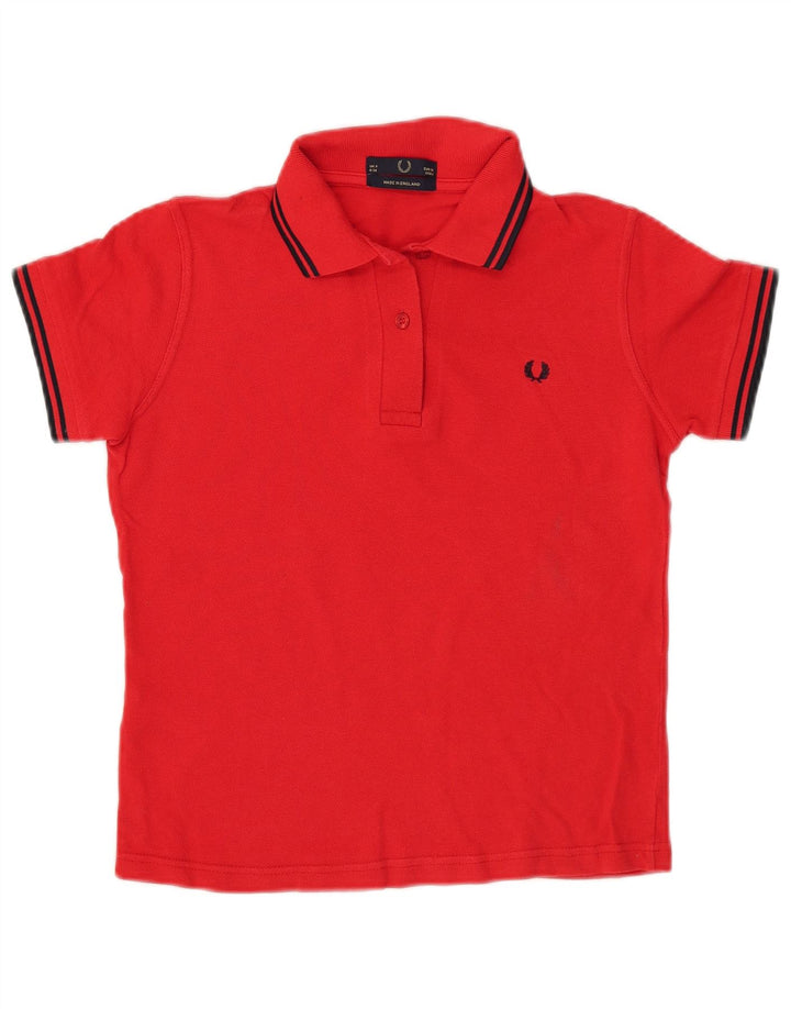 Fred Perry Womens Crop Polo Shirt UK 8 Small Red Bomuld