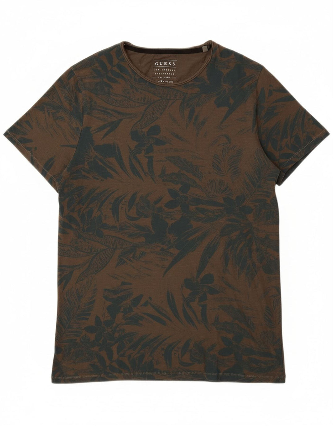 GUESS Mens Graphic T-Shirt Top Medium Brown Floral Vintage Guess and Second-Hand Guess from Messina Hembry 