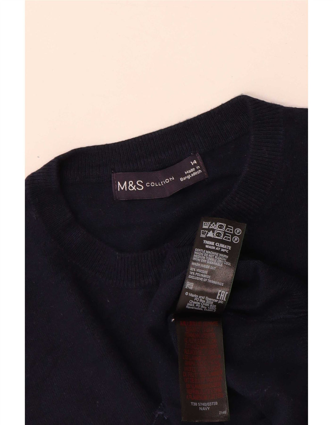 Marks & Spencer Dame Cardigan Sweater UK 14 Large Navy Blue Viscose