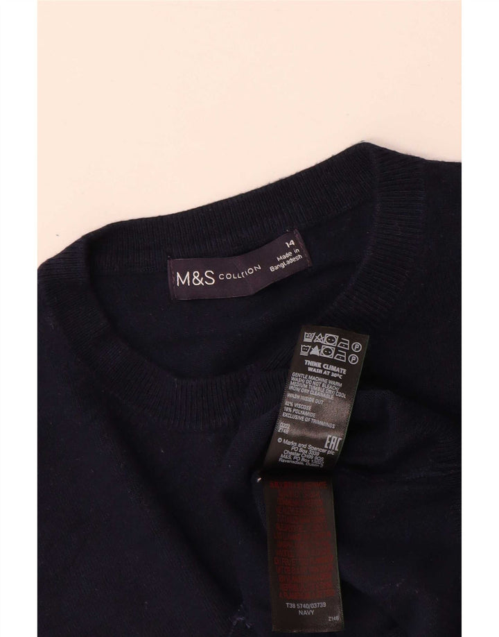 Marks & Spencer Dame Cardigan Sweater UK 14 Large Navy Blue Viscose