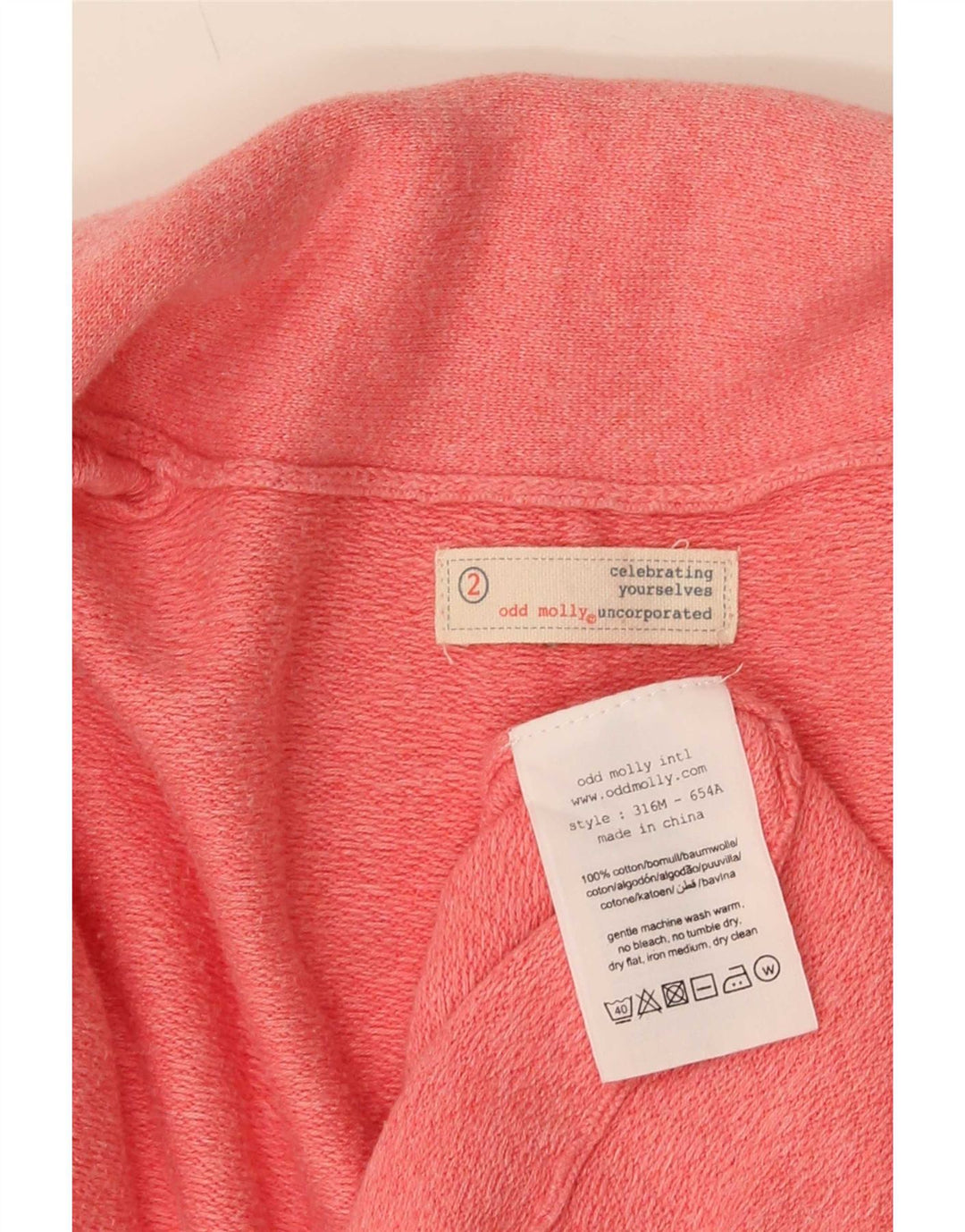 Odd Molly Dame Cardigan Sweater Størrelse 2 Medium Pink Flecked Bomuld