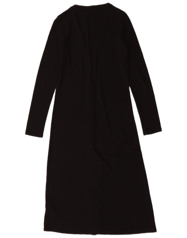 Zara Womens Longline Cardigan Sweater UK 10 Small Black Polyester