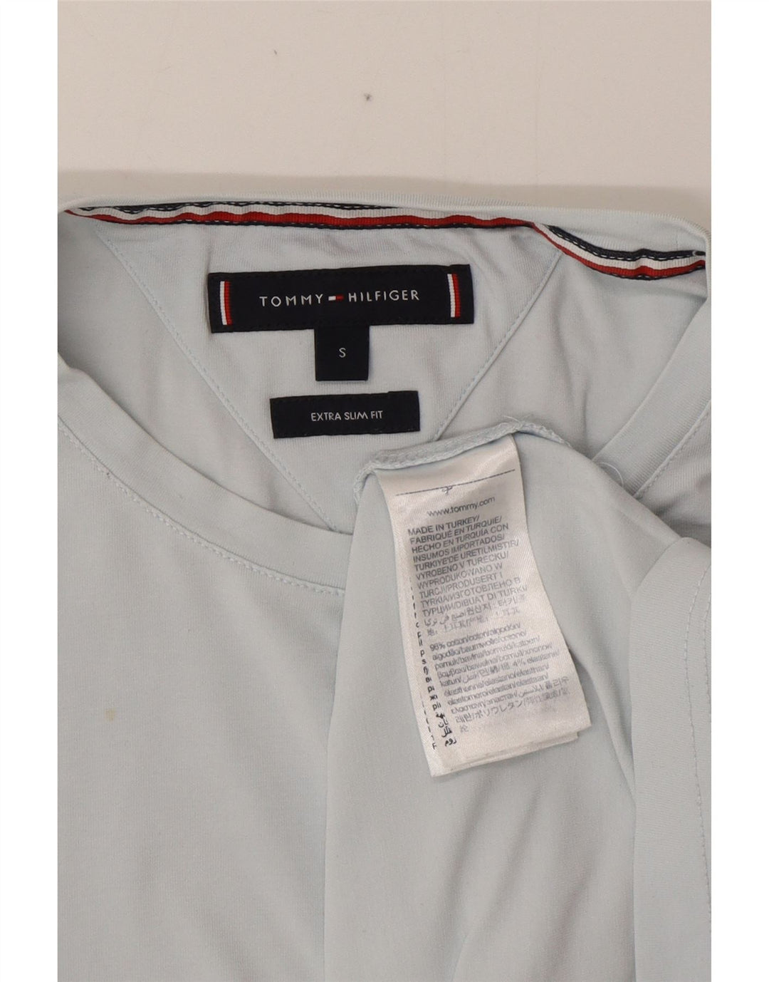 TOMMY HILFIGER Herre Extra Slim T-Shirt Top Lille Blå Bomuld