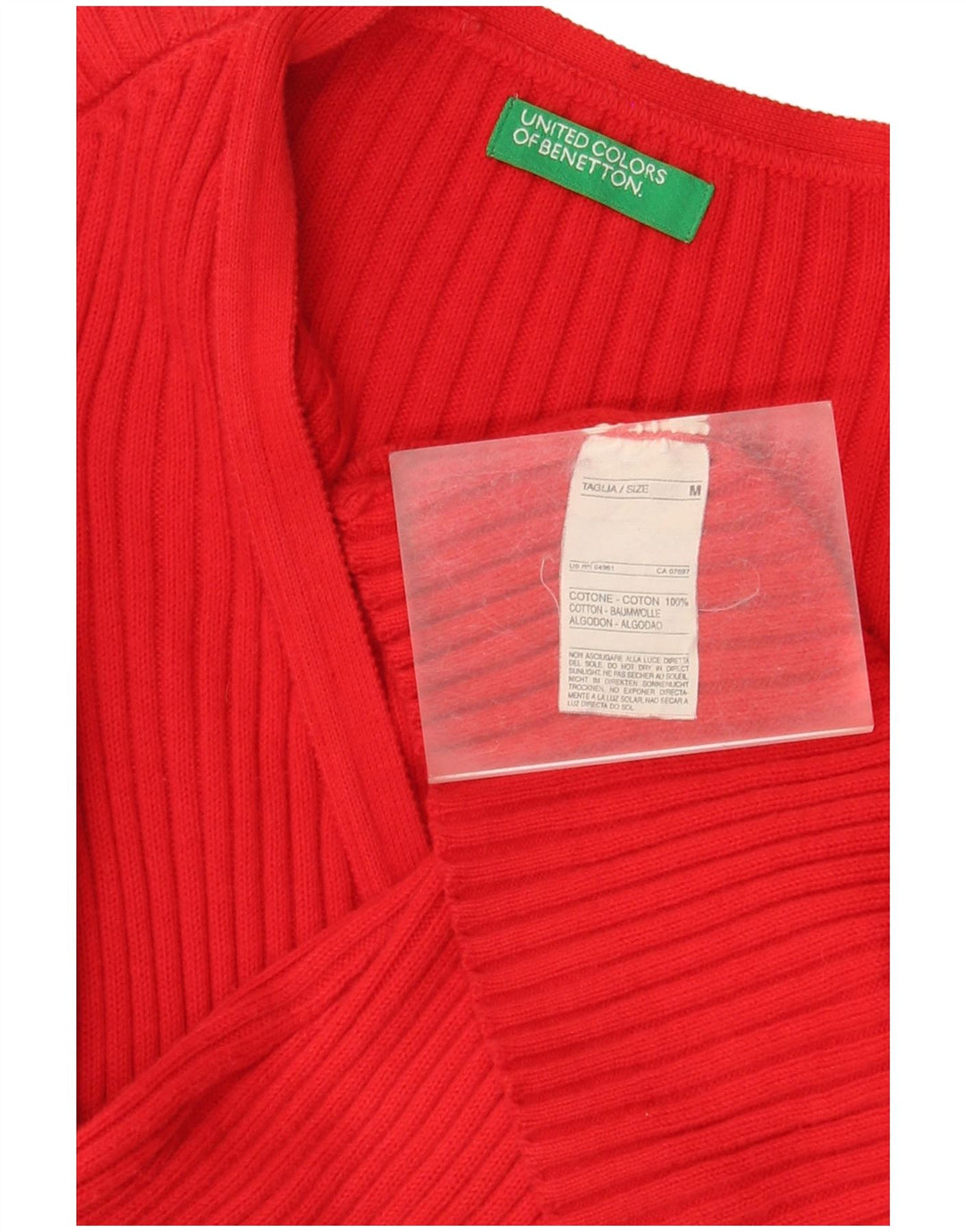 Benetton Dame Cardigan Sweater UK 12 Medium Rød Bomuld