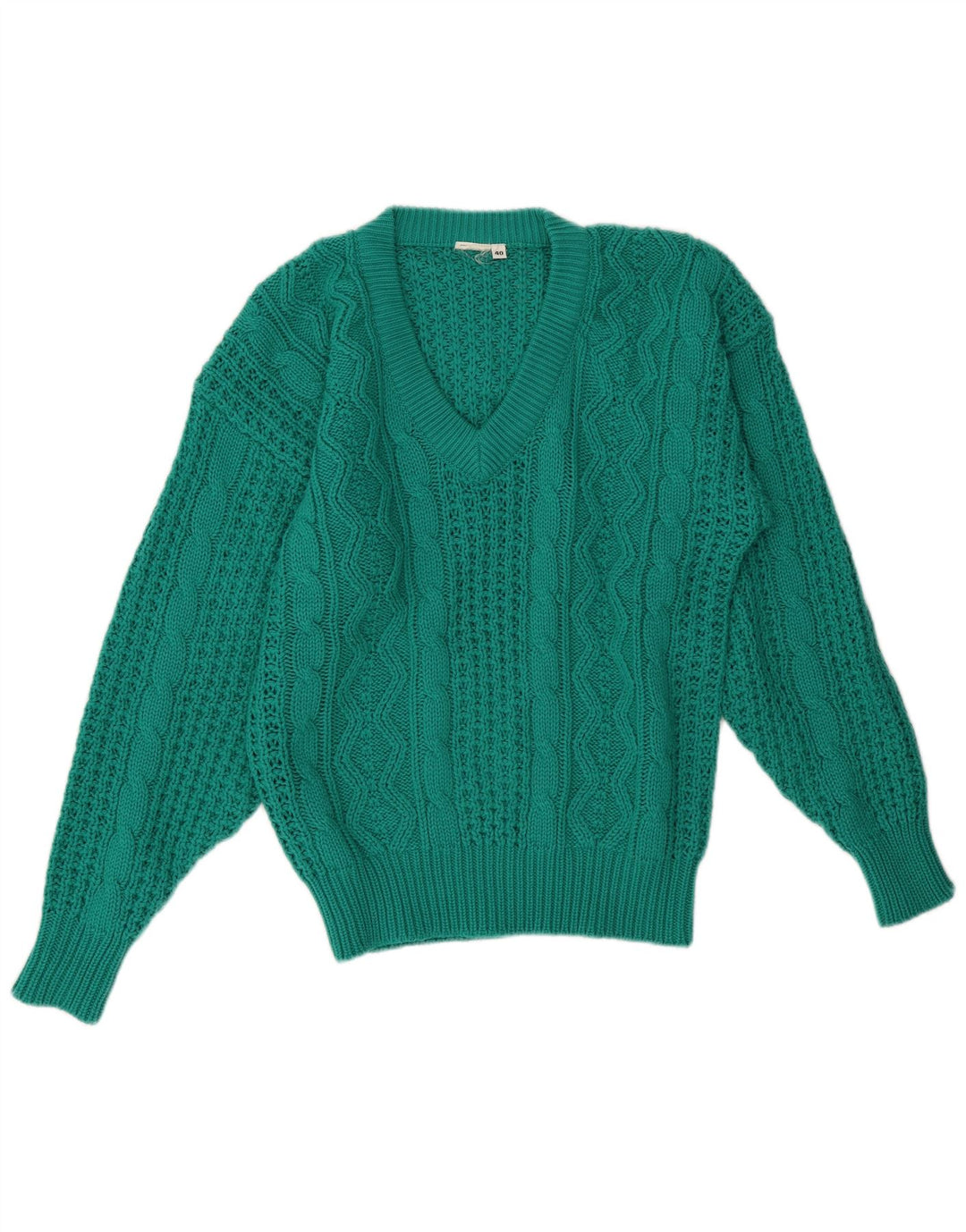Vintage dame V-hals sweater EU 40 Medium Grøn