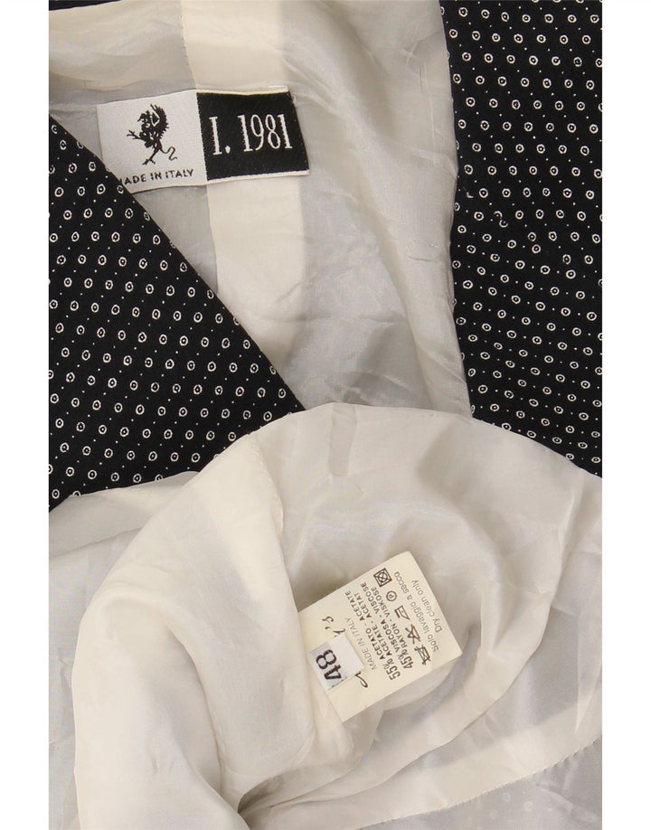 MORLY'S Womens 4 Button Blazer Jacket IT 48 XL Black Spotted Acetate Vintage Morly's and Second-Hand Morly's from Messina Hembry 