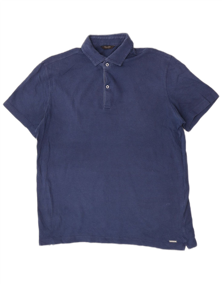 Massimo Dutti Herre Polo Shirt Stor Blå Bomuld