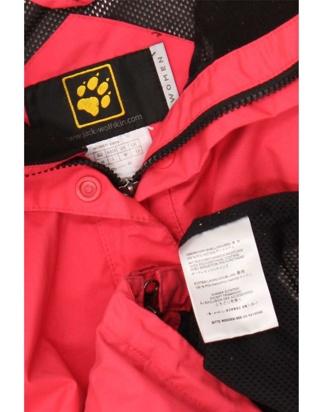 Jack Wolfskin Dame Regnjakke med hætte UK 12 Medium Pink Polyester