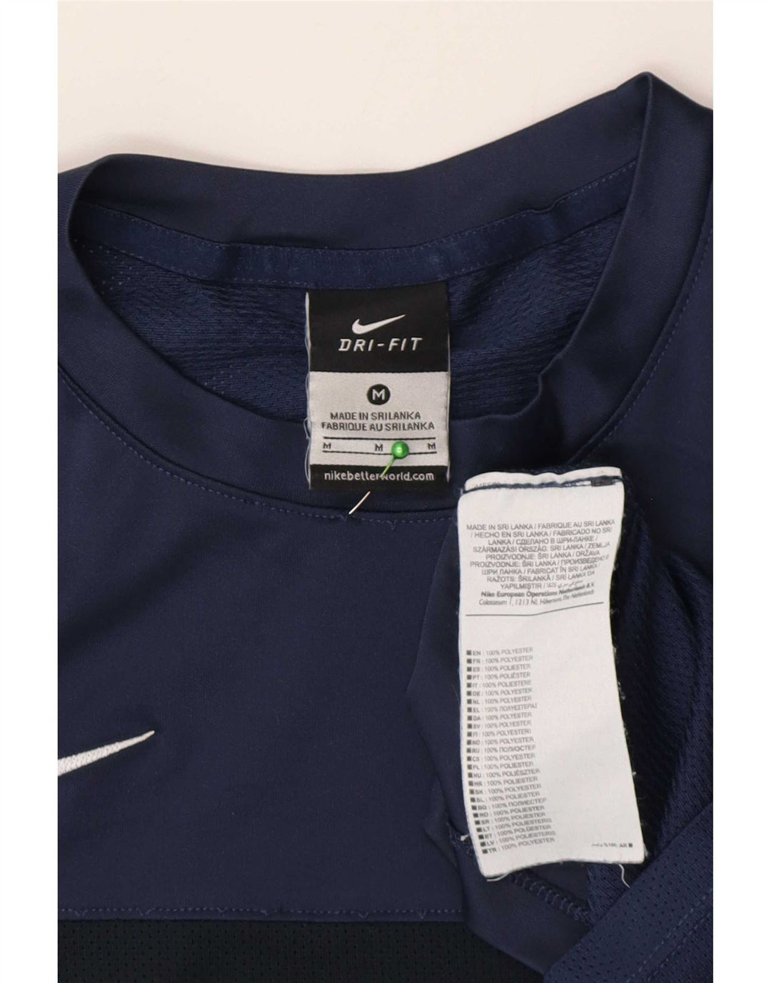 Nike Herre Dri Fit T-shirt Top Medium Marineblå Polyester