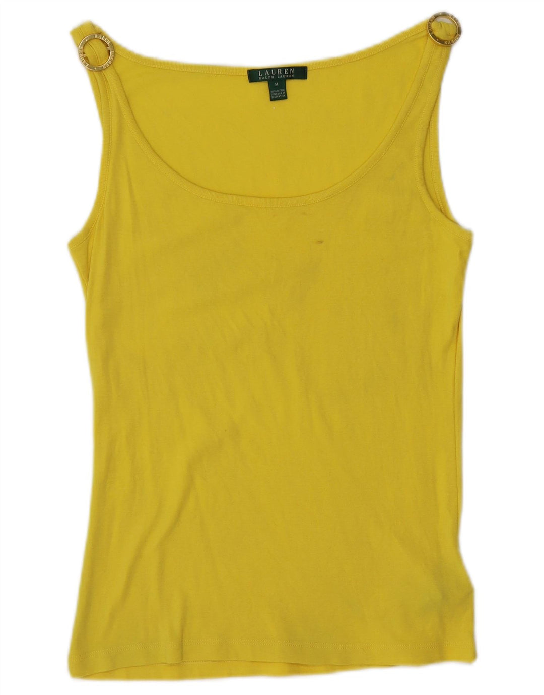 RALPH LAUREN Womens Vest Top UK 12 Medium Yellow Cotton