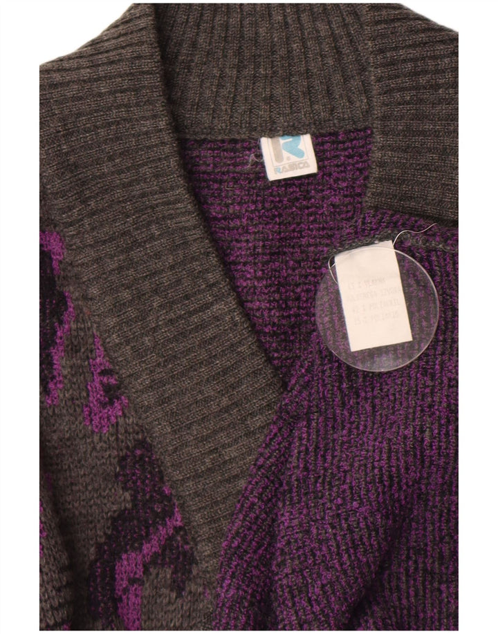 Rasica Dame abstrakt mønster V-hals sweater UK 16 stor grå