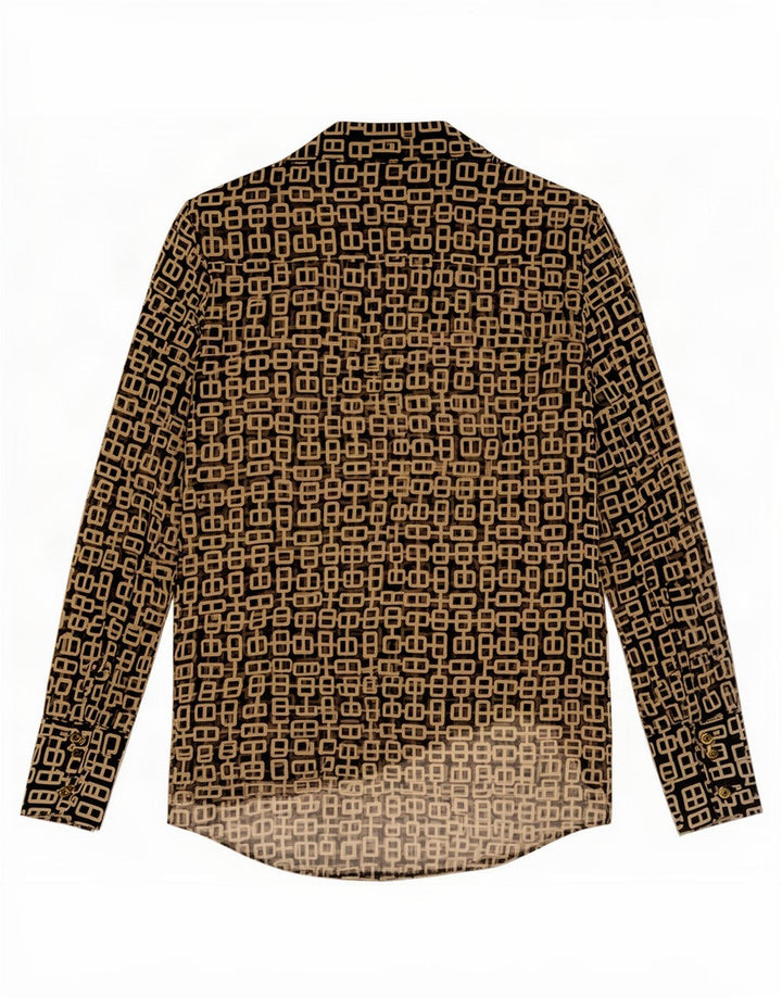 Zara Dame Se Through Pullover Shirt UK 6 XS Sort Geometrisk Polyester