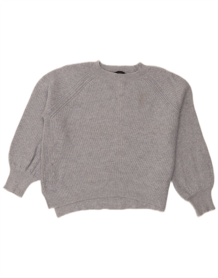 Marks & Spencer Dame Crop Boat Neck Jumper Sweater UK 14 Medium Blue