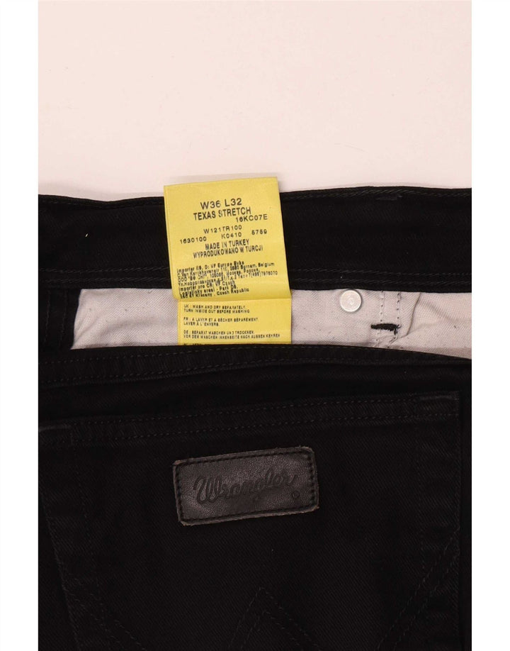 Wrangler Herre Texas Stretch Straight Jeans W36 L32 Sort Bomuld
