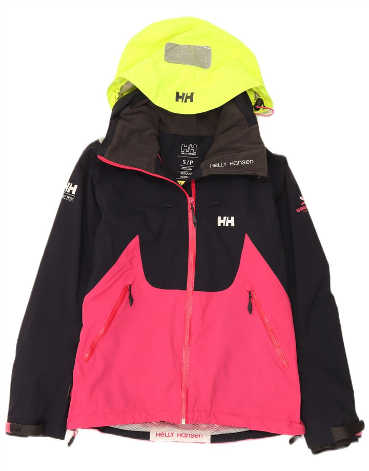 Helly Hansen Dame Hætte Skijakke UK 10 Small Navy Blue Colourblock