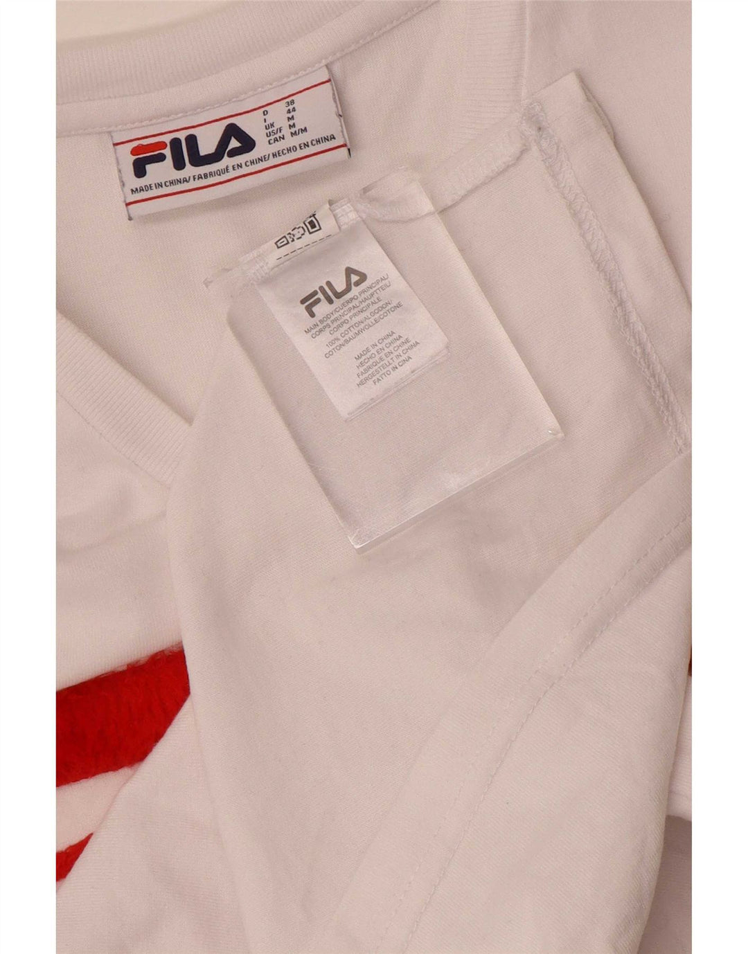 Fila Dame Grafisk T-Shirt Top UK14 Medium Hvid Bomuld