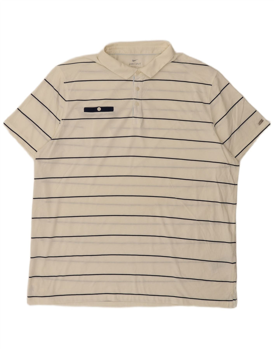 Nike herre Regular Fit Polo Shirt 2XL hvid stribet bomuld