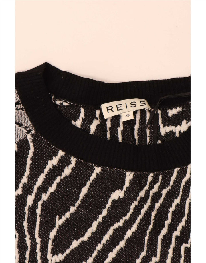 Reiss Sweatshirt med abstrakt mønster til kvinder UK 6 XS Sort viskose