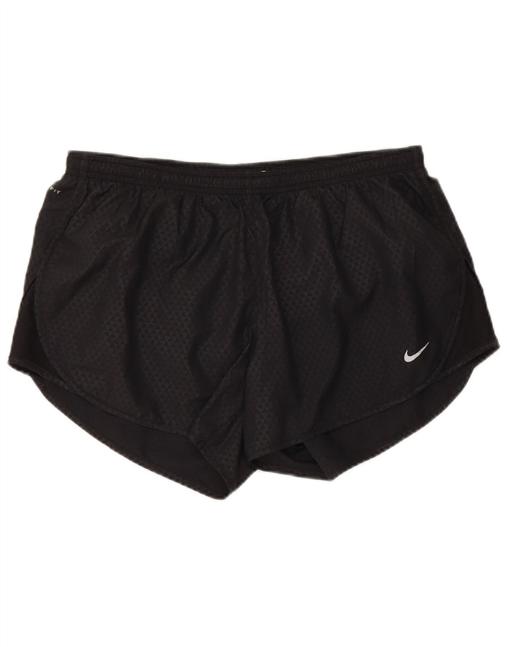 Nike Dame Dri Fit Sport Shorts UK 16 Large Sort Geometrisk Polyester