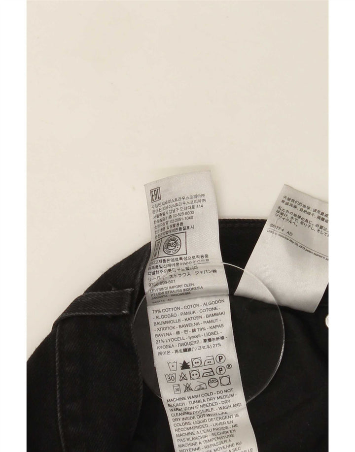 Levi's Dame Højtaljede Straight Jeans W29 L31 Sort Bomuld