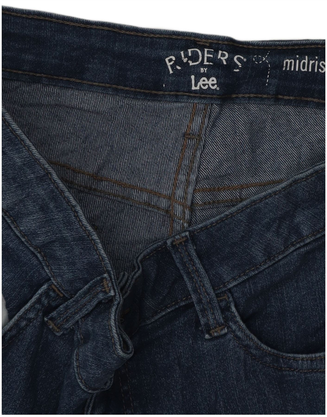 Lee Womens Riders Mid Rise Bermuda Denim Shorts W34 Large Blue