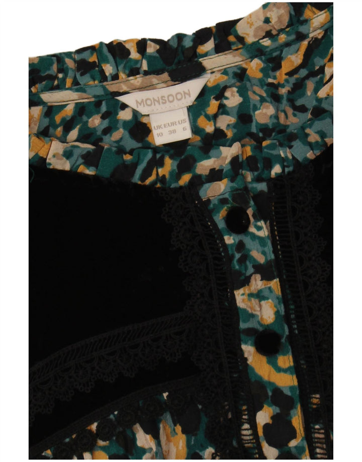 Monsoon Dame Maxi Tea Dress UK 10 Small Multicolored Spotted Bohemian